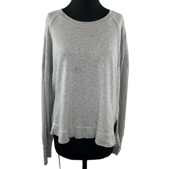 Sweaty Betty Gray Sweater Round Neck Long Sleeve Side Slit Size X-Large XL - Picture 1 of 9